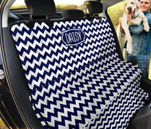 Load image into Gallery viewer, Daisy Back Seat Cover For Pets Navy and White Chevron Bench Protector