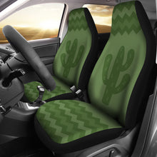 Load image into Gallery viewer, Green Chevron With Cactus Design Car Seat Covers Set