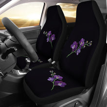 Load image into Gallery viewer, Black With Purple Orchids Car Seat Covers