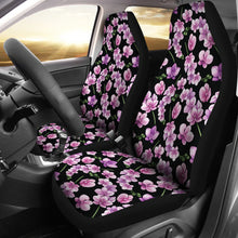 Load image into Gallery viewer, Black and Pink Orchid Pattern Car Seat Covers