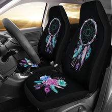 Load image into Gallery viewer, Dreamcatcher Car Seat Covers Black With Teal, Purple and Blue Boho Flower Design