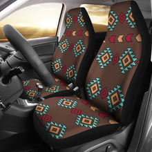 Load image into Gallery viewer, Native Tribal Navajo Inspired Car Seat Covers Ethnic Pattern In Brown, Turquoise and Red