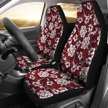Load image into Gallery viewer, Dark Red and White Baroque Flower Pattern Car Seat Covers