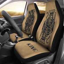 Load image into Gallery viewer, King and Queen Car Seat Covers Set of 2 on Tan Background