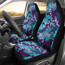 Load image into Gallery viewer, Purple Teal Camouflage Car Seat Covers Camo Pattern Seat Protectors
