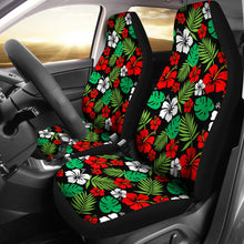 Load image into Gallery viewer, Hibiscus Flower Car Seat Covers In Red and Green Hawaiian Pattern Polynesian Set of 2