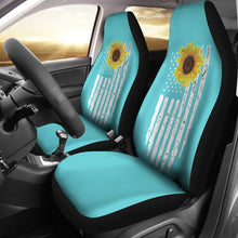 Load image into Gallery viewer, Sea Foam American Flag Distressed Car Seat Covers Set