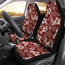 Load image into Gallery viewer, Maroon Hibiscus Car Seat Covers Hawaiian Pattern Set of 2
