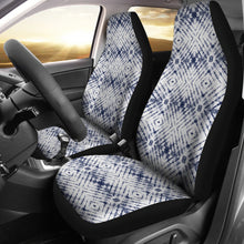 Load image into Gallery viewer, White With Faded Grungy Navy Blue Tie Dye Pattern Car Seat Covers