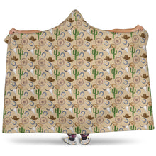 Load image into Gallery viewer, Western Pattern Hooded Blanket Tan With Sherpa Lining
