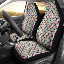 Load image into Gallery viewer, Pink, Green, and Purple Iridescent Mermaid Scales Watercolor Car Seat Covers