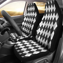 Load image into Gallery viewer, White Charcoal and Slate Colored Argyle Car Seat Covers Preppy Pattern