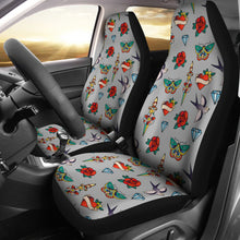 Load image into Gallery viewer, Old School Tattoo Traditional Vintage Style Pattern on Gray Car Seat Covers