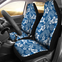 Load image into Gallery viewer, Hibiscus Car Seat Covers In Classic Blue and White Flowers Hawaiian Pattern Set of 2