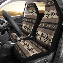 Load image into Gallery viewer, Neutral Brown, Black and Tan Tribal Boho Car Seat Covers Set of 2