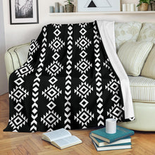 Load image into Gallery viewer, Black and White Ethnic Tribal Pattern Fleece Throw Blanket