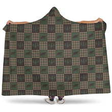 Load image into Gallery viewer, Brown and Green Plaid With Bears Patchwork Hooded Blanket