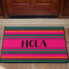 Load image into Gallery viewer, Hola Door Mat Black With Colorful Serape Pattern
