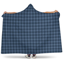 Load image into Gallery viewer, Blue Buffalo Plaid Hooded Blanket With Tan Sherpa Lining
