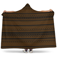 Load image into Gallery viewer, Brown Tribal Ethnic Pattern Hooded Blanket With Tan Sherpa Lining