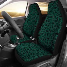 Load image into Gallery viewer, Emerald Green and Black Floral Car Seat Covers To Match Steering Wheel Cover