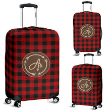 Load image into Gallery viewer, Red Buffalo Plaid A Monogrammed Luggage Cover