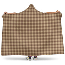 Load image into Gallery viewer, Brown and Beige Buffalo Plaid Hooded Blanket With Tan Sherpa Lining