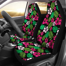 Load image into Gallery viewer, Hot Pink and Green Hawaiian Hibiscus Car Seat Covers Tropical Polynesian Pattern Set of 2
