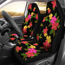 Load image into Gallery viewer, Black With Bright Tropical Flowers Car Seat Covers