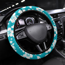 Load image into Gallery viewer, Teal Hibiscus Flower Steering Wheel Cover
