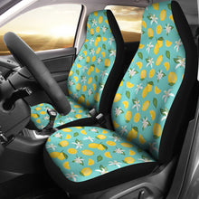 Load image into Gallery viewer, Pastel Blue Green With Yellow Lemon Pattern Car Seat Covers Set