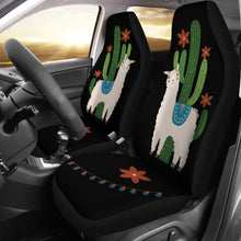 Load image into Gallery viewer, Alpaca Car Seat Covers Boho Hippie Design With Cactus and Flowers