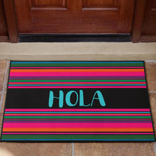 Load image into Gallery viewer, Hola Door Mat Black With Colorful Serape Pattern