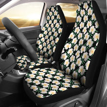 Load image into Gallery viewer, Black With Plumeria Frangipani Flower Pattern Hawaiian Island Floral Car Seat Covers