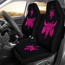 Load image into Gallery viewer, Hot Pink and Black Boho Cow Skull and Flowers Car Seat COvers