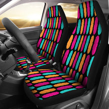 Load image into Gallery viewer, Colorful Boho Feathers on Black Background Car Seat Covers Pink, Teal and Orange