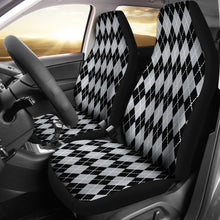 Load image into Gallery viewer, Black and Silver Argyle Car Seat Covers