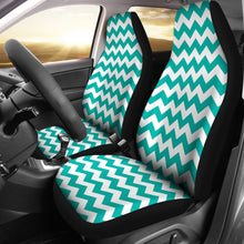 Load image into Gallery viewer, Teal and White Chevron Pattern Car Seat Covers