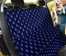 Load image into Gallery viewer, Navy Blue With White Anchor Pattern Pet Hammock Back Seat Cover For Dogs
