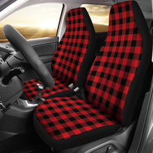 Load image into Gallery viewer, Red Black Buffalo Plaid Car Seat Covers To Match Back Seat Cover