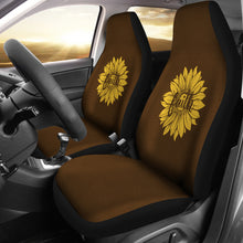 Load image into Gallery viewer, Faith Sunflower on Dark Brown Faux Suede Background Car Seat Covers