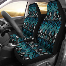 Load image into Gallery viewer, Blue Ethnic Pattern Car Seat Covers Front Set Of 2