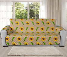 Load image into Gallery viewer, Tan With Rustic Sunflower Pattern 78" Seat Width Sofa Protector Couch Slip Cover