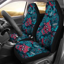 Load image into Gallery viewer, Red & Blue Sugar Skull Car Seat Covers