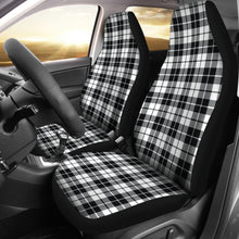 Load image into Gallery viewer, Black, White Plaid Car Seat Covers Set