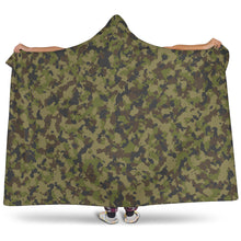 Load image into Gallery viewer, Camouflage Hooded Sherpa Lined Blanket Brown, Black, Green, Pattern