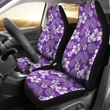 Load image into Gallery viewer, Purple With White Hibiscus Flowers Car Seat Covers Seat protectors Set of 2