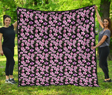 Load image into Gallery viewer, Black Pink and Purple Orchid Flower Pattern Quilt