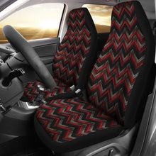 Load image into Gallery viewer, Red Gray and Black Chevron Ethnic Grungy Pattern Car Seat Covers