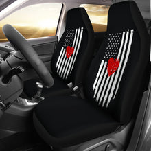 Load image into Gallery viewer, Distressed American Flag With Heart Car Seat Covers Set In Black